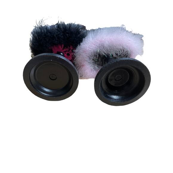 Set of 2 Miniature Mannequins Jewelry Display Stands Faux Fur Trim Pink Black - Picture 7 of 7